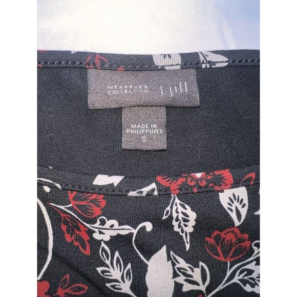 J. Jill Wearever Dress Size Small Black Red Floral Boat Neck Long-Sleeved 139041 - Picture 9 of 16